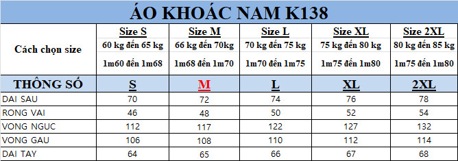 ÁO CHỐNG NƯỚC - MÃ K138 - MÀU ĐỎ