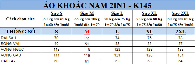 ÁO KHOÁC NAM 2IN1 KTOM – K145 – MÀU KAKI