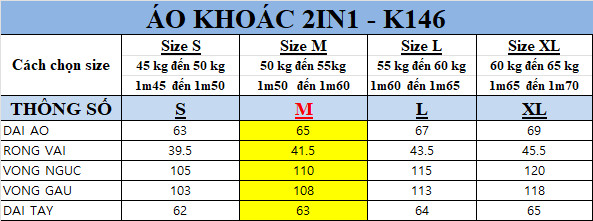 ÁO KHOÁC CHỐNG NƯỚC GIỮ ẤM 2IN1 – MÃ K146 – MÀU ĐO