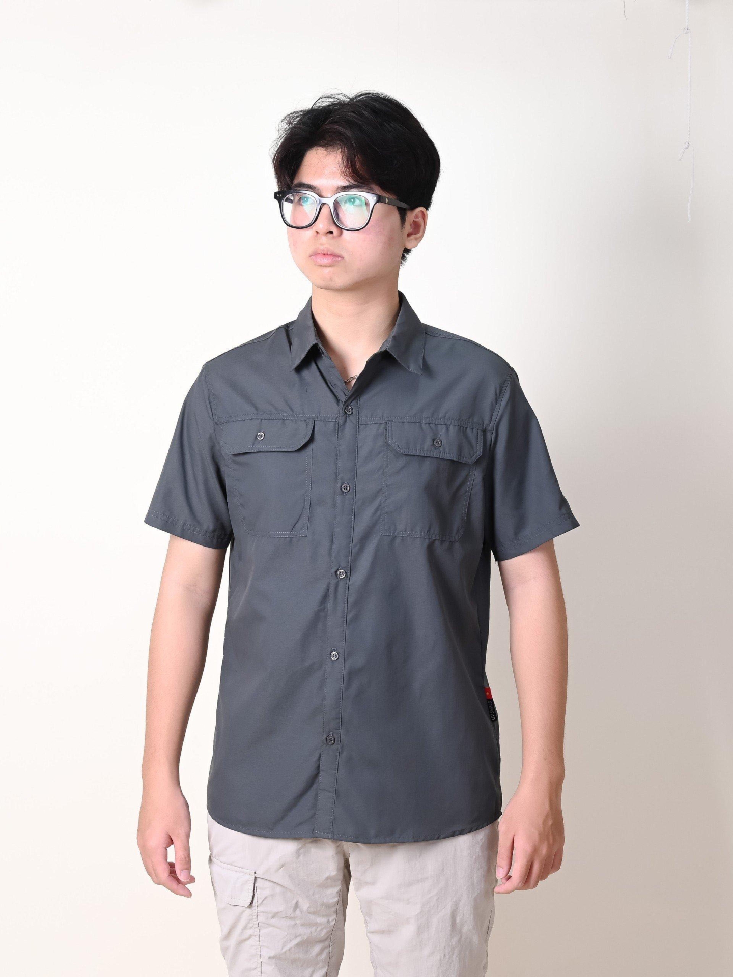 ÁO CỘC TAY NHANH KHÔ ( UPF50+)-MÃ K150-MÀU GHI