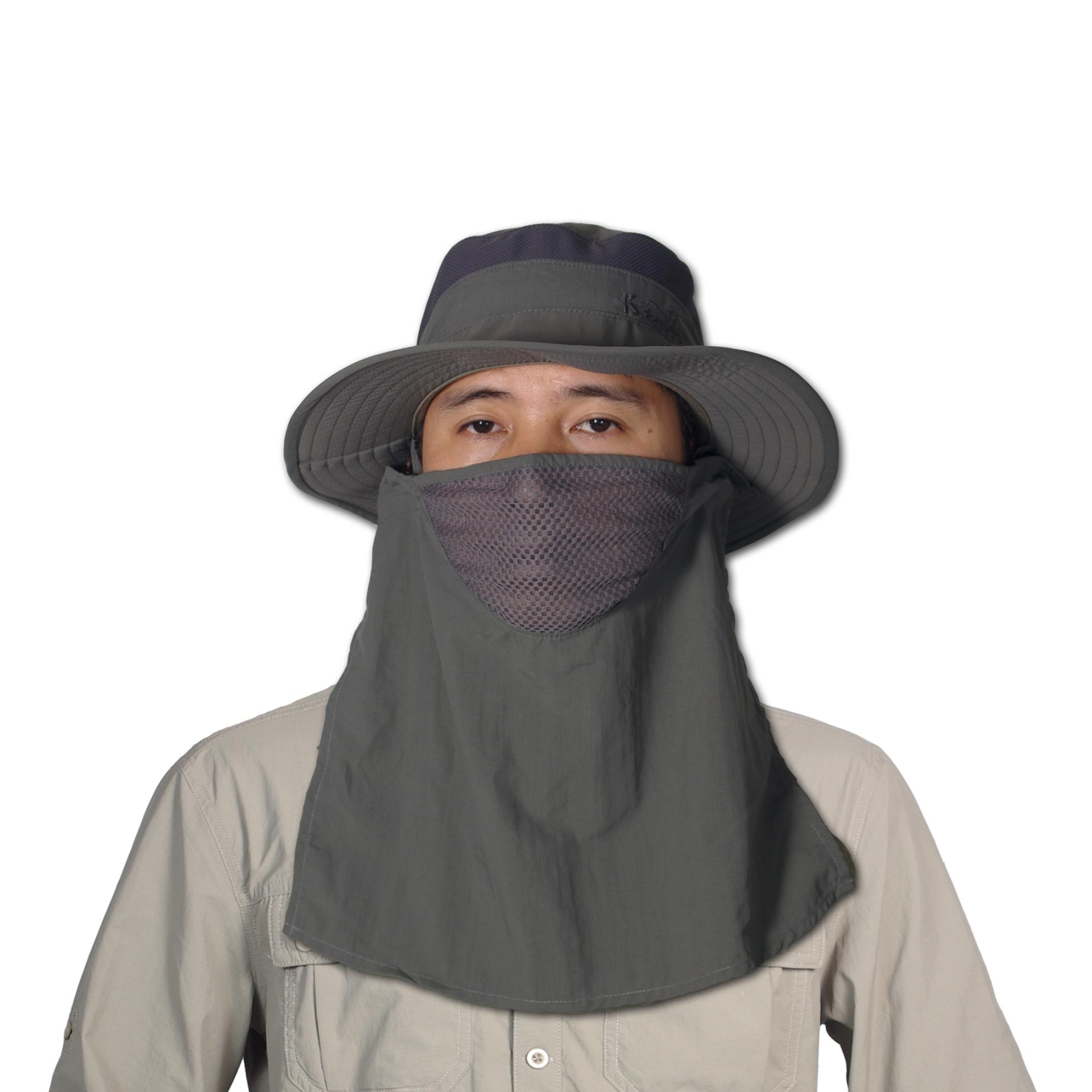 Mũ Rộng Vành + Khăn che - Mã K46 - Màu ghi
